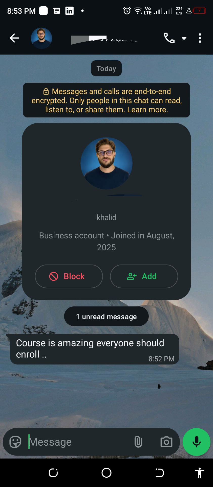 WhatsApp feedback: Course is amazing, everyone should enroll