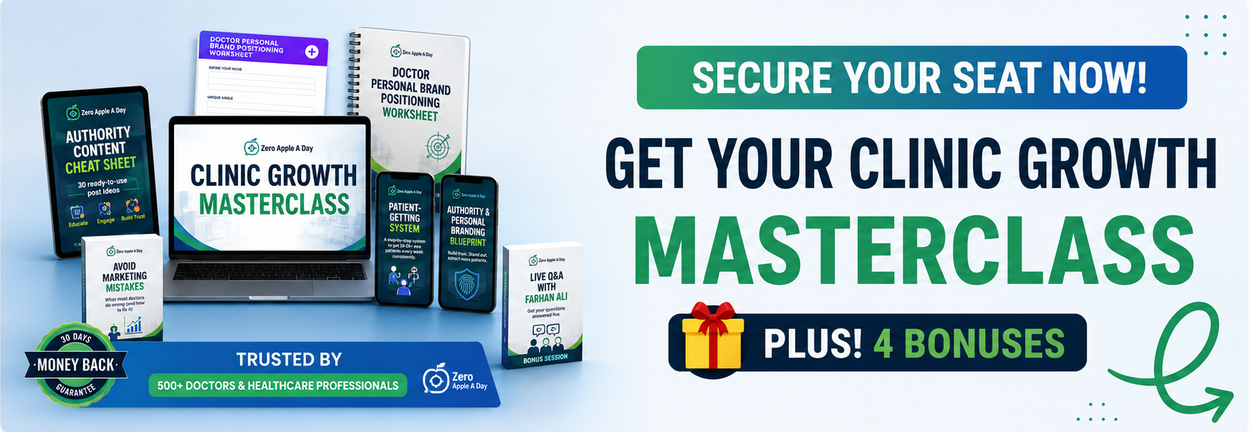 Clinic Growth Masterclass product stack