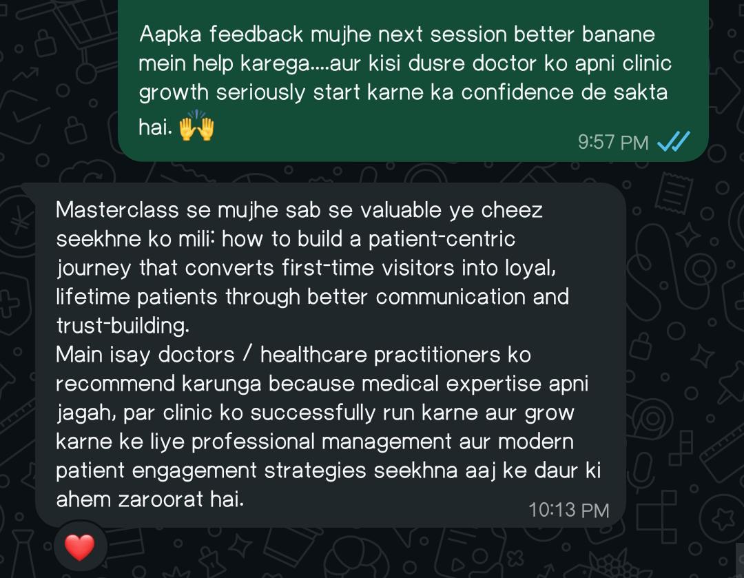 WhatsApp feedback: Patient-centric journey converting first-time visitors into loyal patients